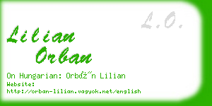 lilian orban business card